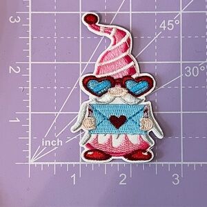 NWOT Colorful Pink Gnome Heart Sunglasses Envelope Iron On Embroidered Patch